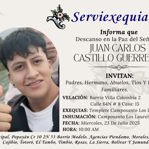 Cartel exequias Para Redes Serviexequiales